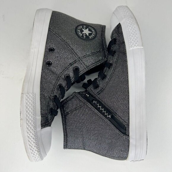 Converse Junior 661850F Gray Chuck Taylor All Star Lace Up Zip Size 6 Sneakers - Picture 6 of 11